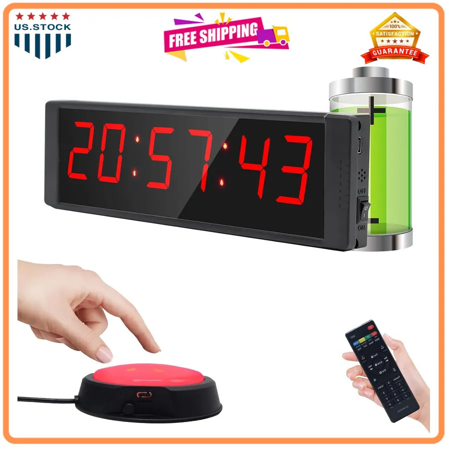 Large LED Digital Gym Timer with Remote Countdown and Interval Workout Clock