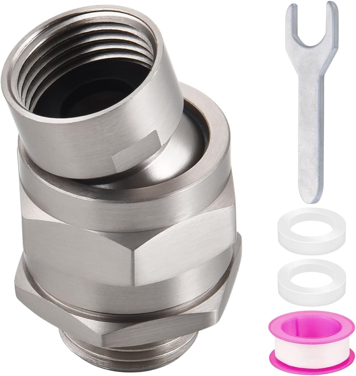 Brass Shower Head Swivel Adapter 360° Adjustable Arm Connector Nickel Finish