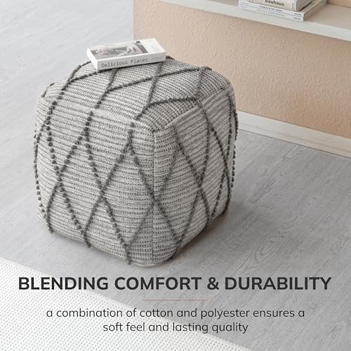 Pouf Ottoman Foot Rest, Handmade Ottoman Pouf, Comfortable Foot Warm Gray