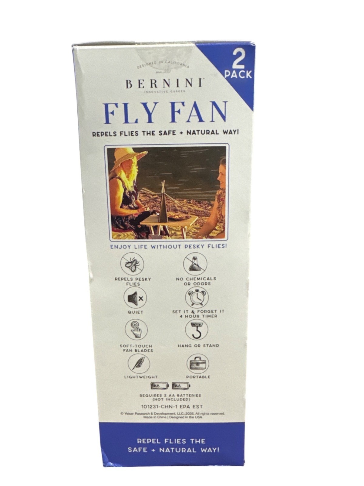 Bernini Fly Fan 2-Pack Repels Flies Safe & Natural 360°