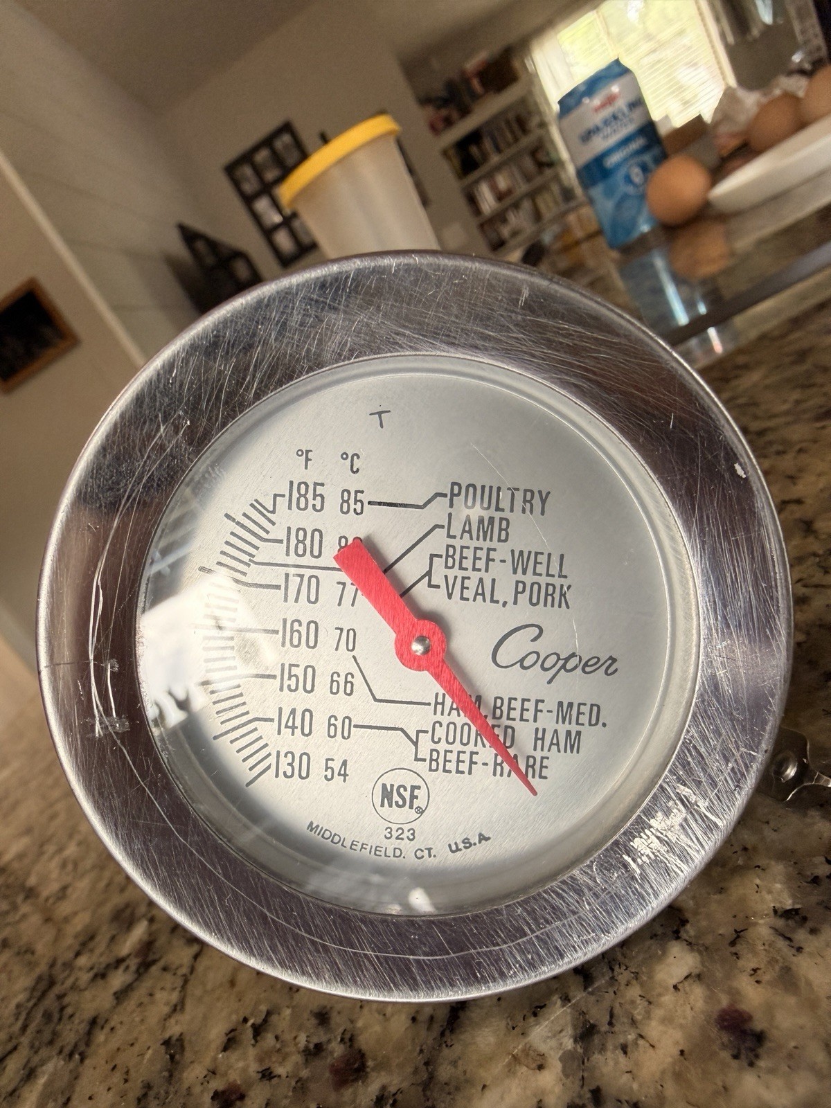 Cooper 323 Analog Dial Meat Thermometer Probe, Stainless Steel Bimetallic