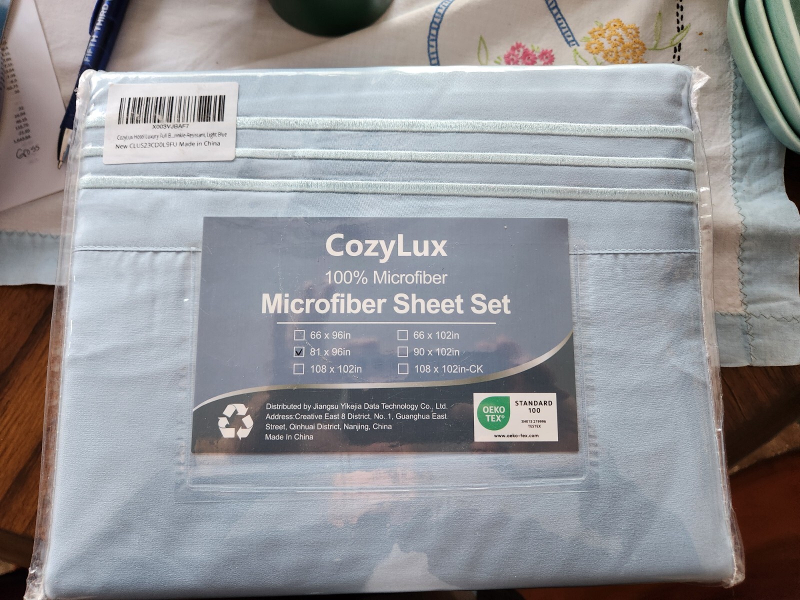 CozyLux Sheets Full Size Set 81" x 96" Light Blue Wrinkle Resistant Bed Set