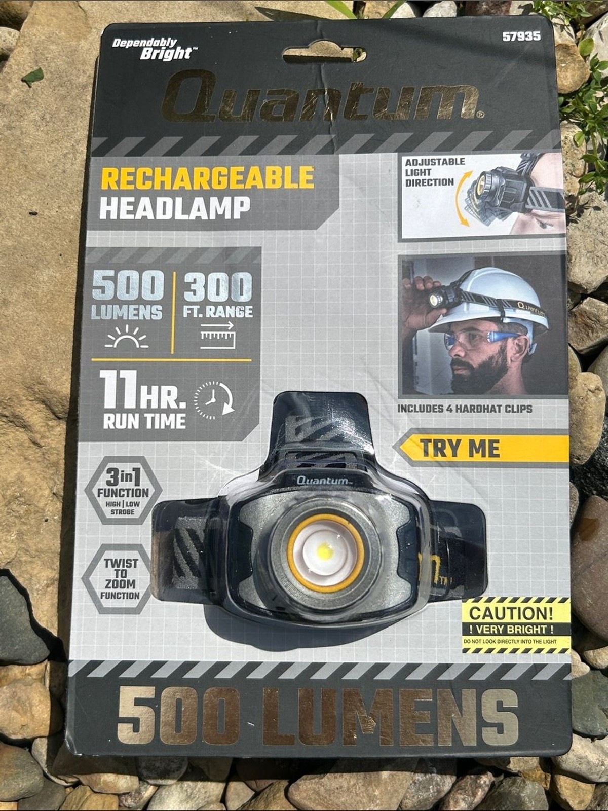 Harbor Freight Tools Quantum 500 Lumen Rechargeable Headlamp (Item 57935) NEW
