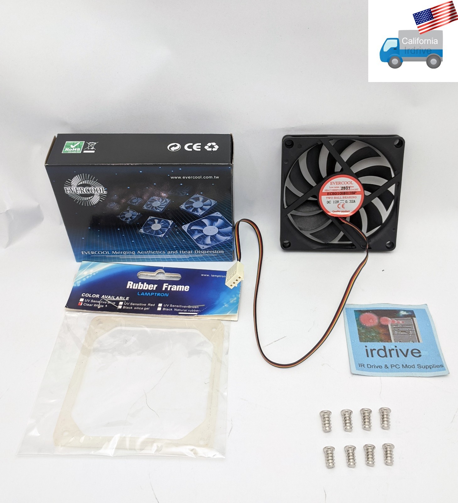 Evercool 80mm x 10mm 4pin 2x Ball Bearing PC CPU/Case PWM Fan EC8010HH12BP + Pad