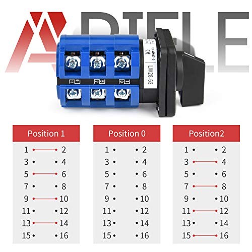 Changeover Selector Switch 3 Position 440V Universal Rotary Cam 20A 8 Terminal