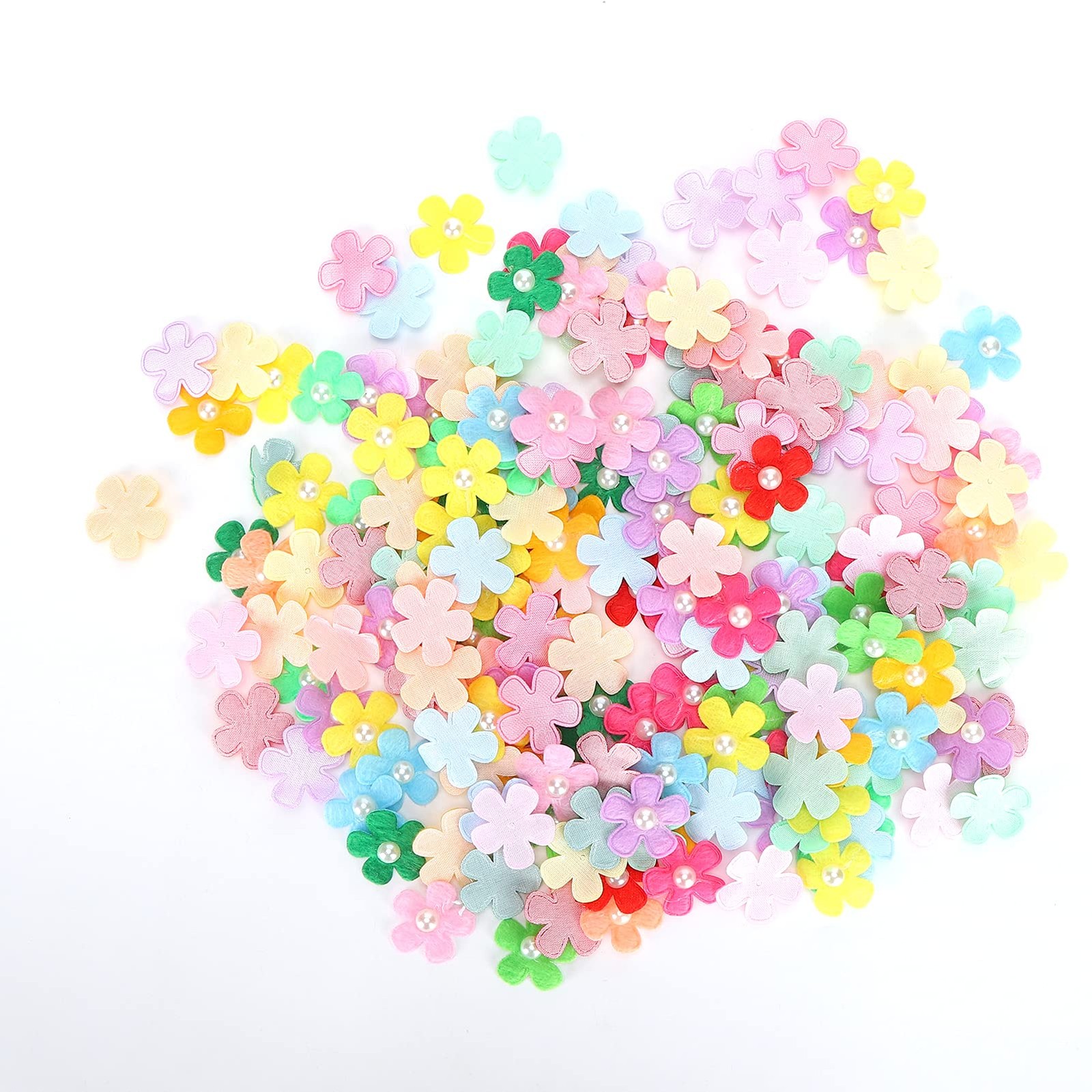 200 Pcs Felt Flowers Fabric Flower Embellishment,Mini Faux Flowers with Ten‑C...