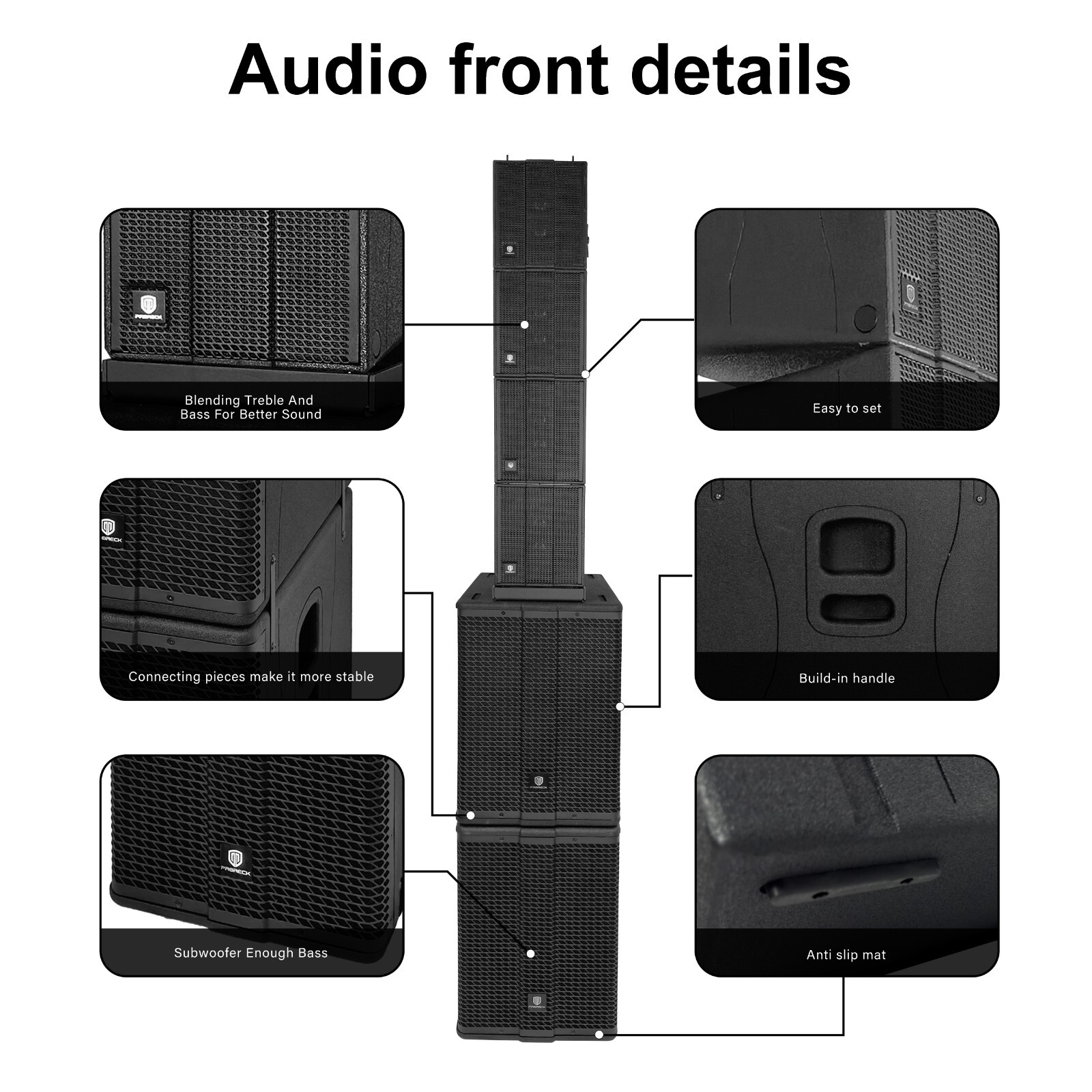 proreck Stage 12 Pro PA Line Arrays Speaker System Dual 12" Subs Bluetooth