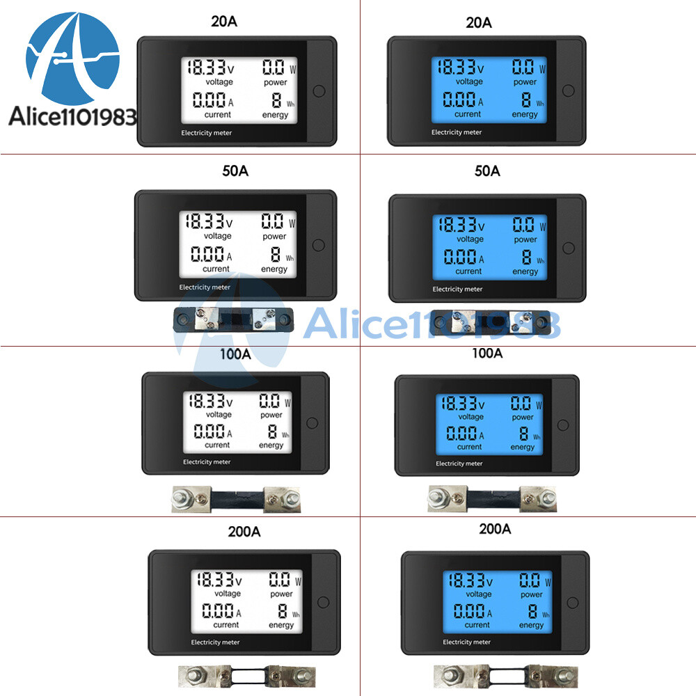 50/100/200A 4 in 1 LCD Display Power Meter Voltage Ammeter Power Tester Meter