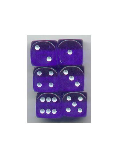 NEW Dice Set of 6 D6 (15mm) - Translucent Blue