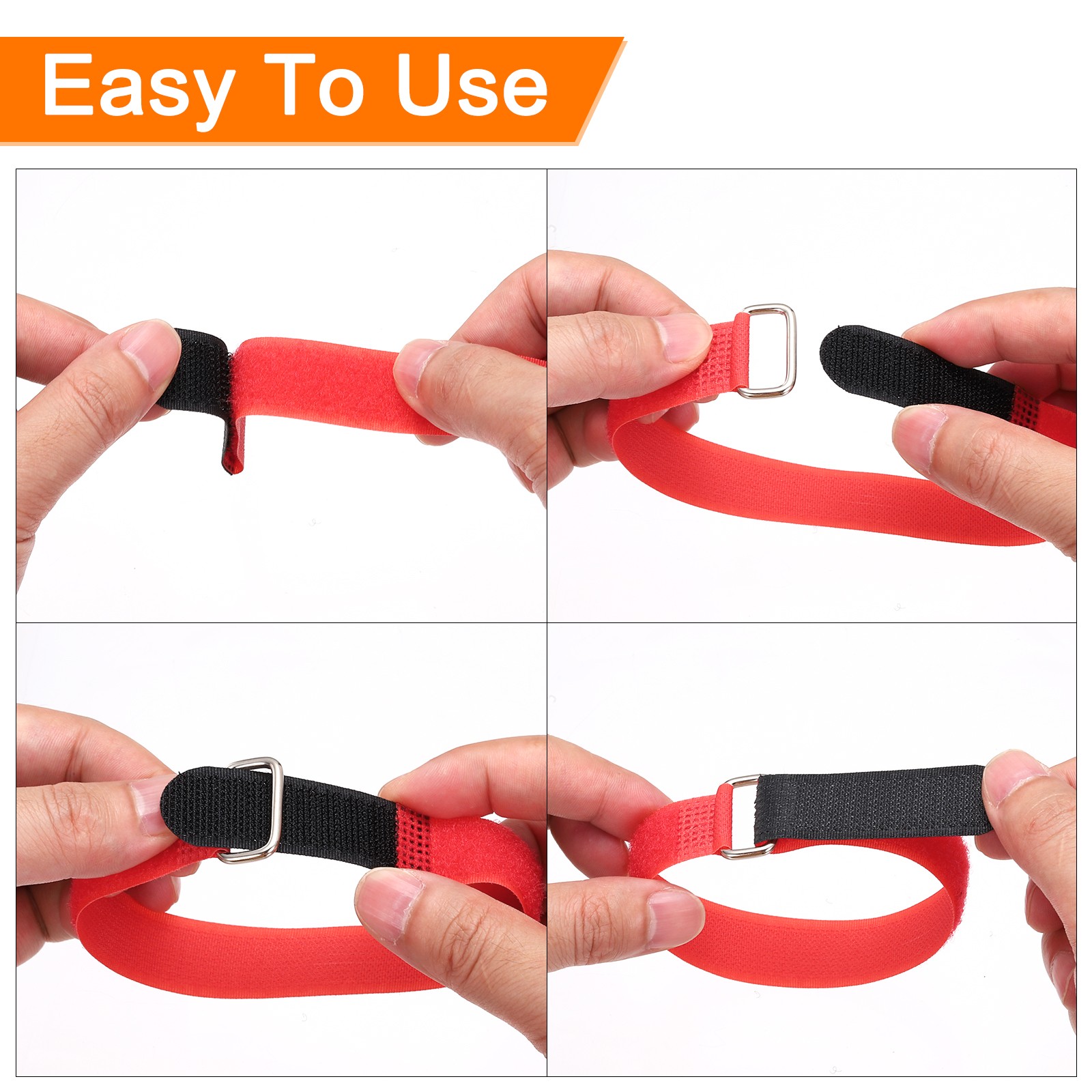 5Pcs Battery Tie Down Straps 1" x 10" Red Nylon Hold Down Hook Loop Straps