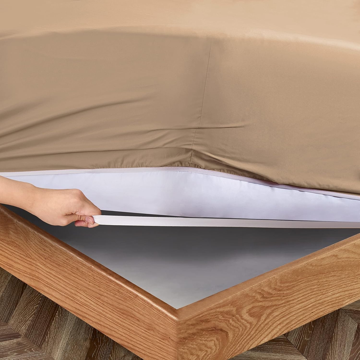 4 Piece Khaki Full Sheet Set, 18-24 Extra Deep Pocket, 1800 Thread Count