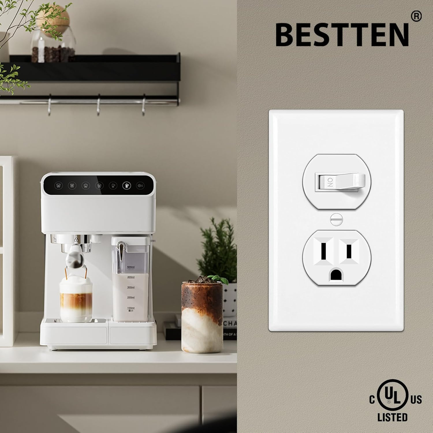 2 Pack Combination Toggle Light Switch and Duplex Receptacle Outlet, Single Pole