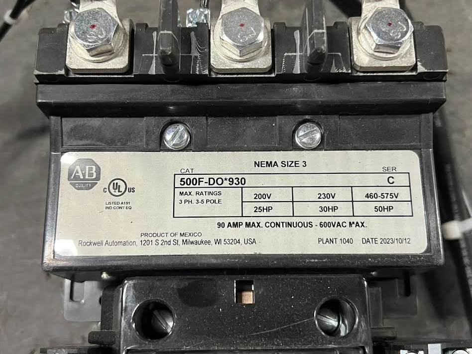Allen Bradley 500F-DO*930 Ser C with 592-ESM-I-100A-S3 Ser A and 193-ECM-ETR New