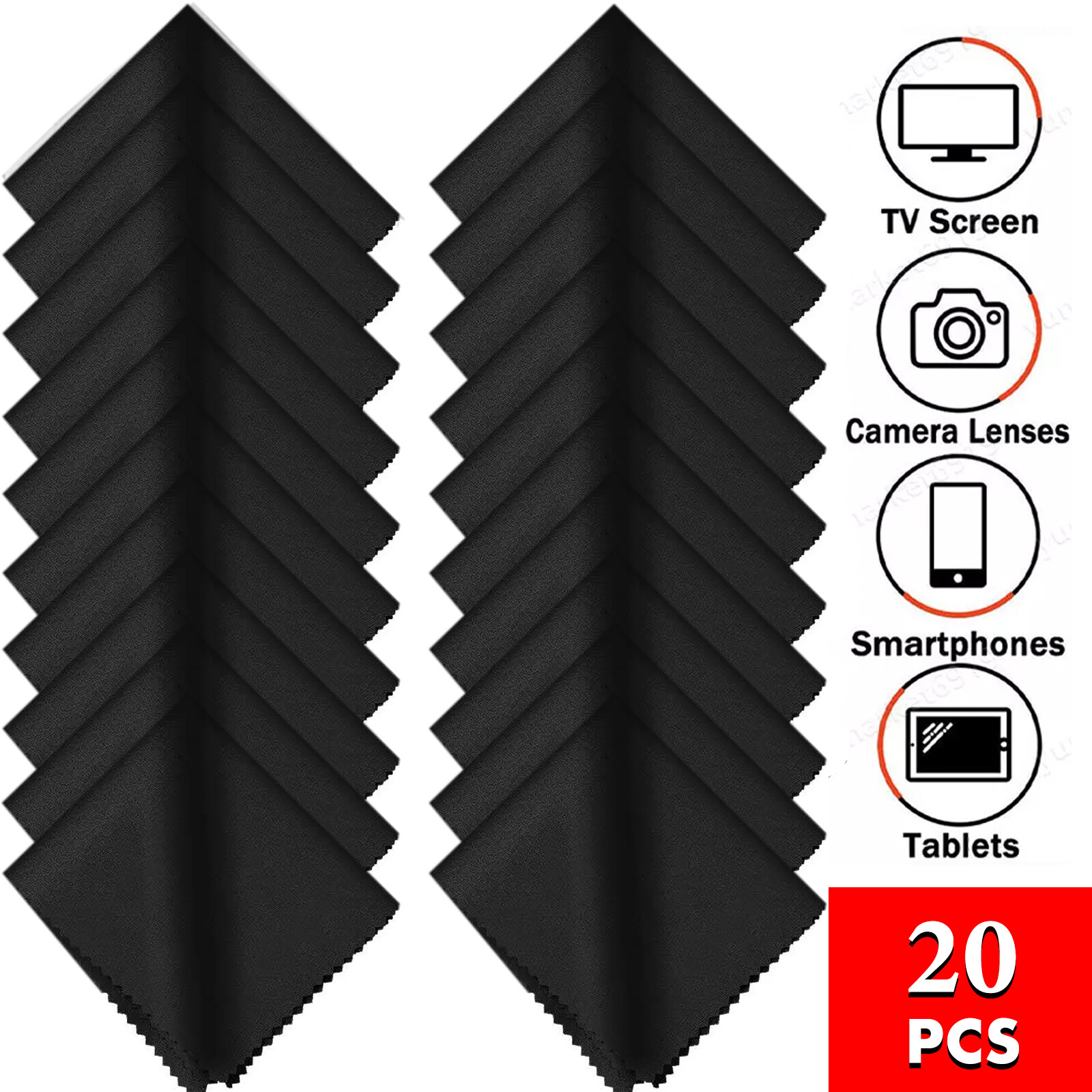 20PCS Eyeglasses Cleaning Cloth Microfiber Cloth Cleaning Screen Camera Lens