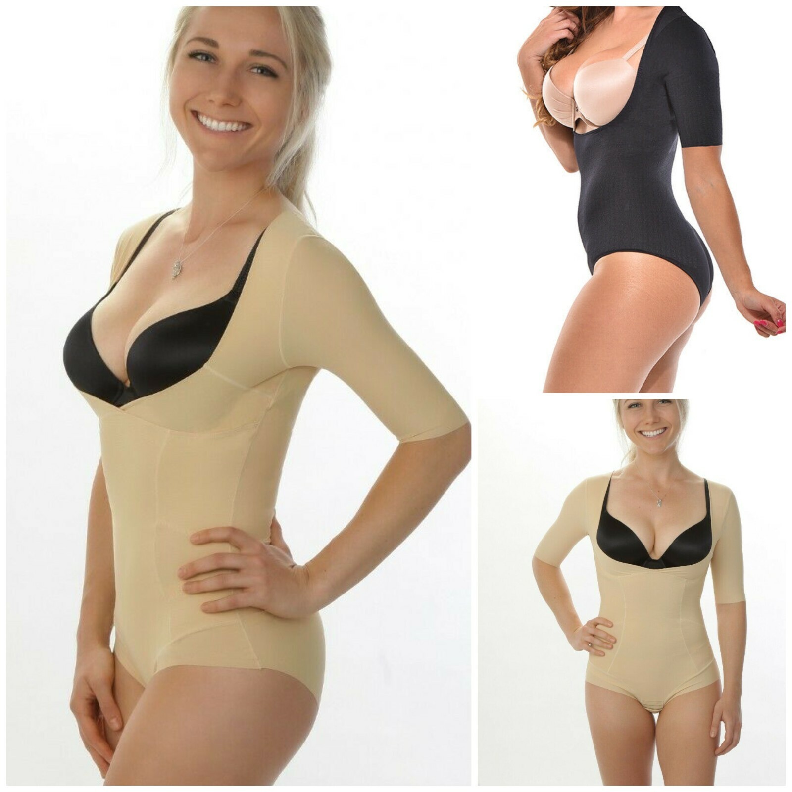 Arm Shaper Full Body Women's Compression Slimming Shape Wear Bodysuit 3/4 Sleeve