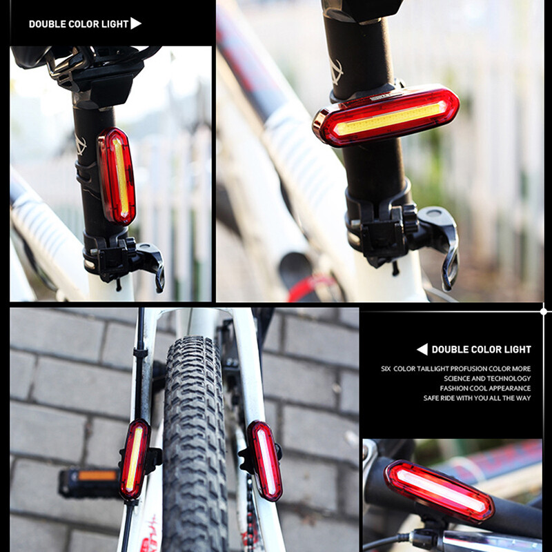 4 PCS 6 Modes USB Rechargeable Rear Warning Light LED Bicycle Cycling Tail Light