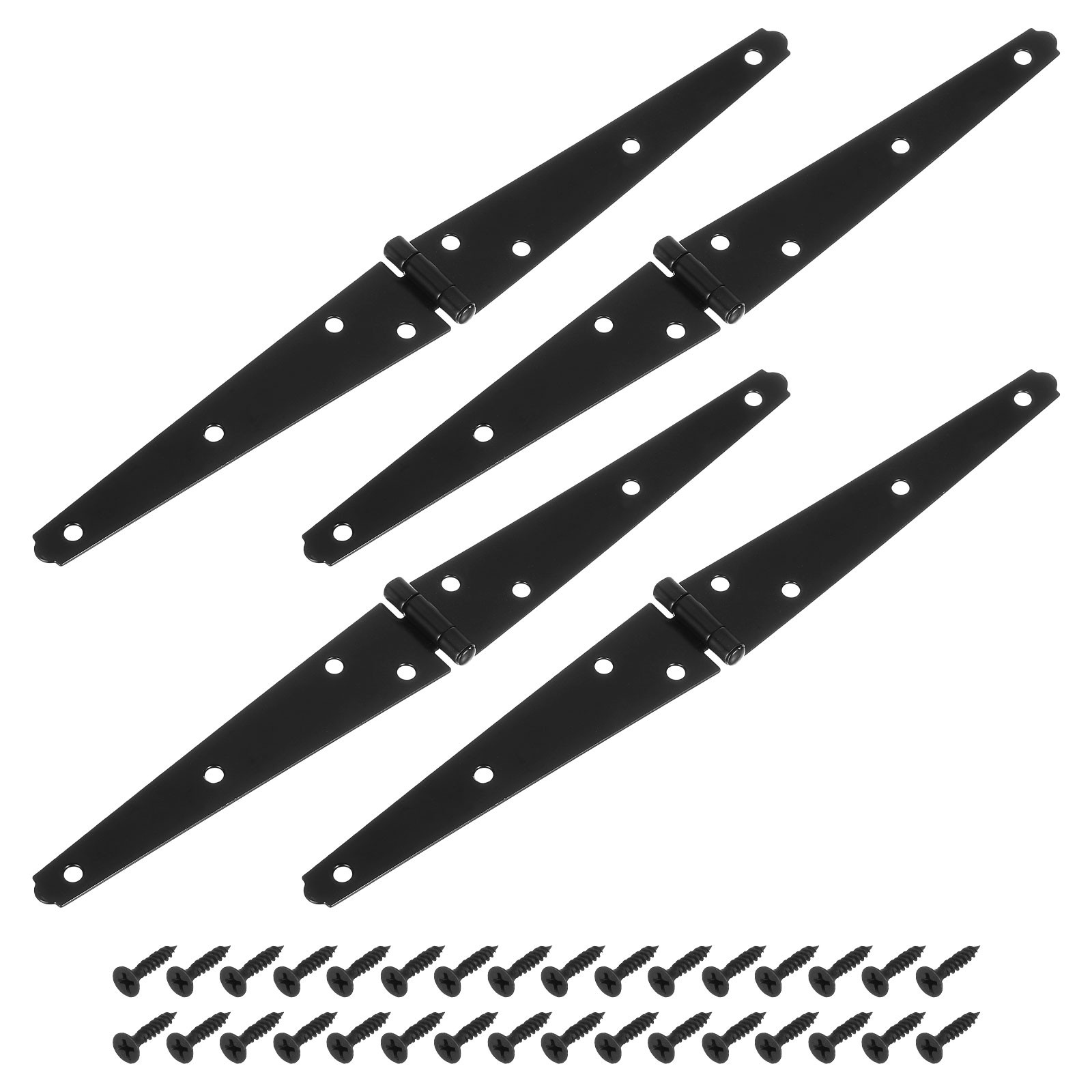 4Pcs Strap Hinges, 6 Inch Shed Door Hinges Gate Hinge with Screws, Black