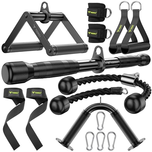 Cable Attachments for Gym, LAT Pulldown & Cable Machine Short Bar Set