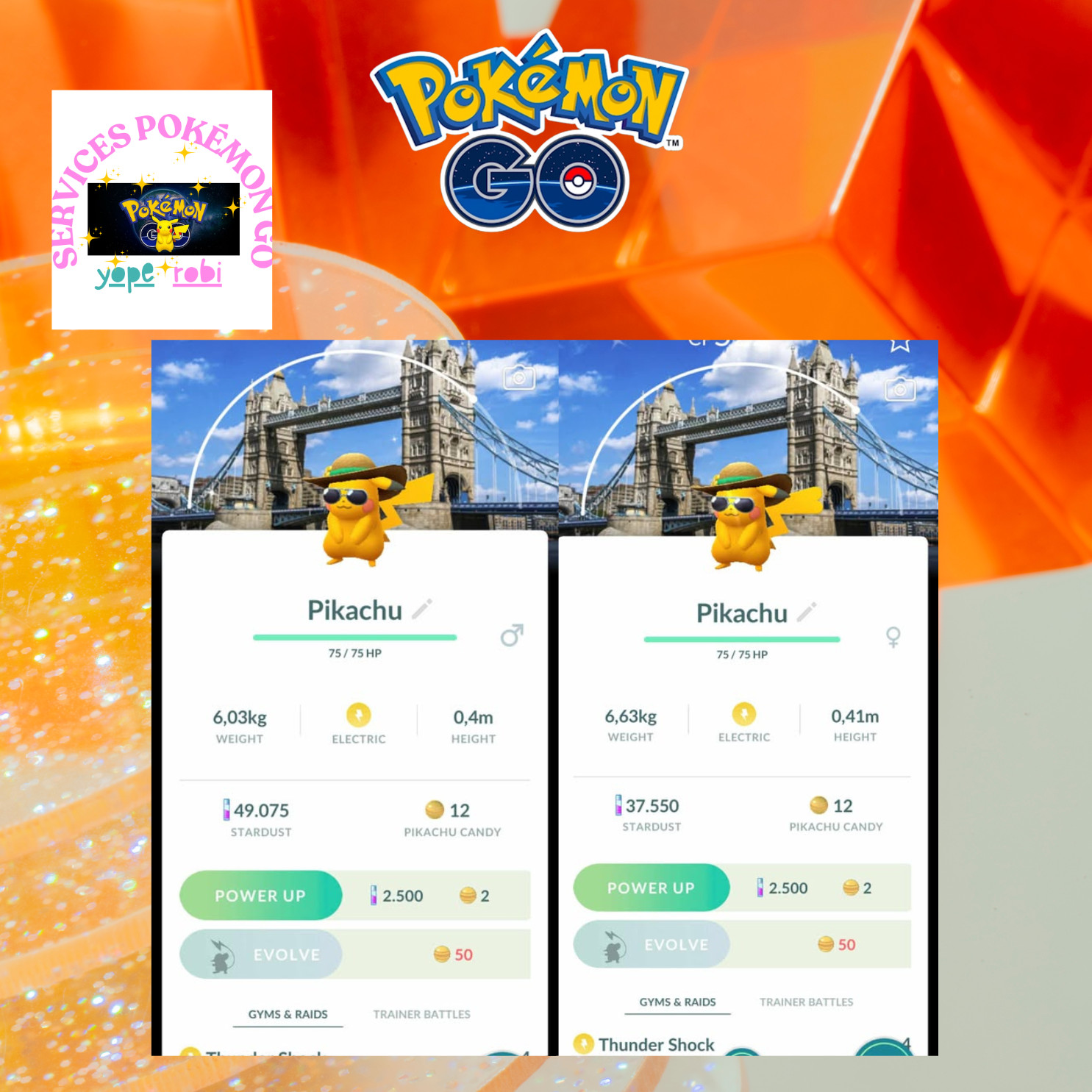 Pokémon go❀❀Shiny Pikachu Summer Hat❀London City Background-Tr❀de 20k stardust