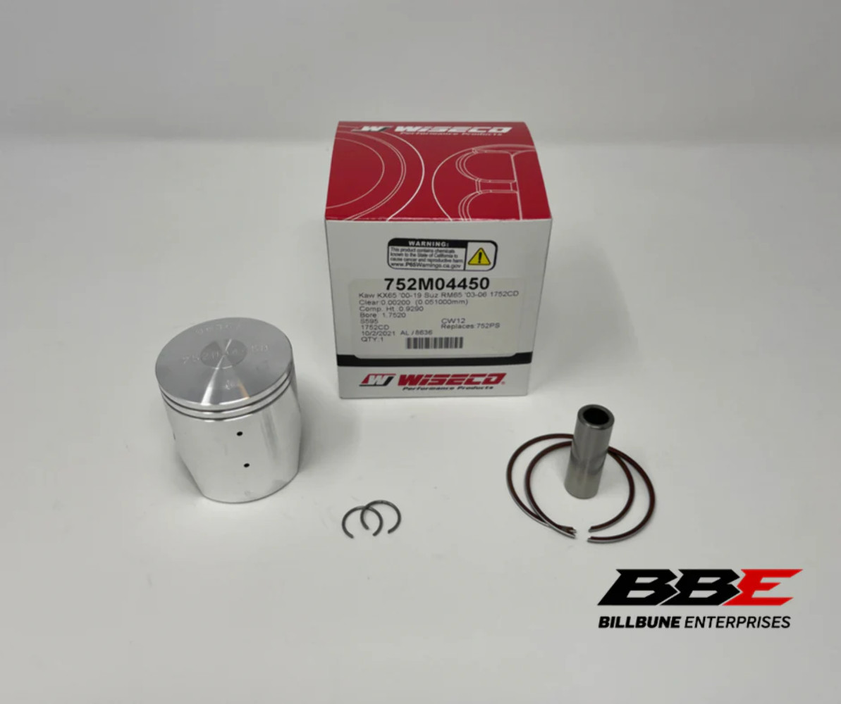 '00-'25 Kawasaki KX65 Wiseco Standard / Stock 44.50mm Bore Piston Kit, Kx 65