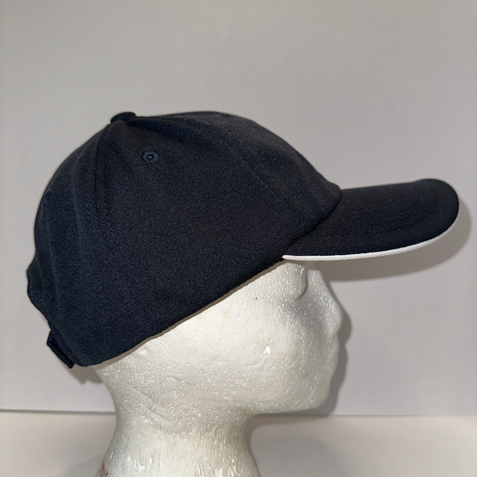 O Hub Black with White Logo Hat Cap White Bill Edge Hook Loop EUC