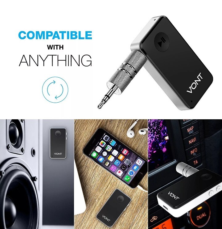 Vont Portable Wireless Bluetooth Receiver Adapter/Car Kit