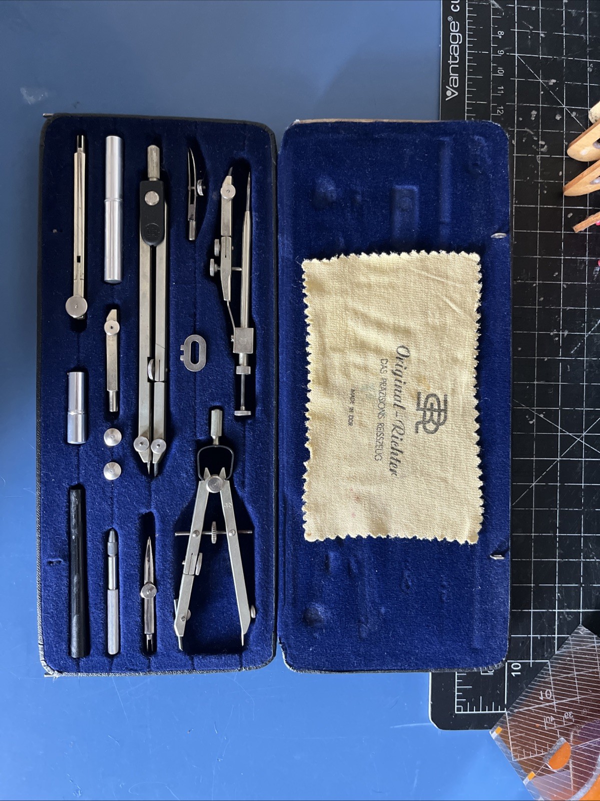 RICHTER K7B • Extremely Rare Vintage Drafting Compass Set • Made in DDR