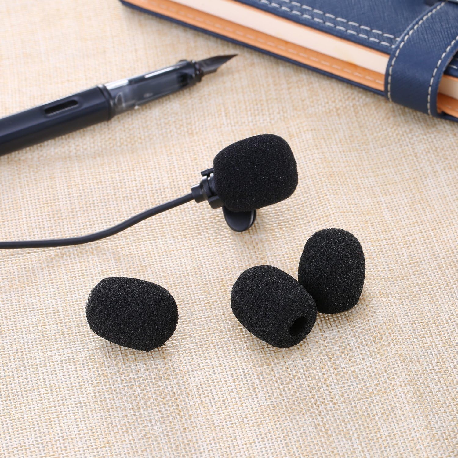 5 Pack Mini Lapel Headset Microphone Windscreen Foam Cover, Black | Mic Muffl...