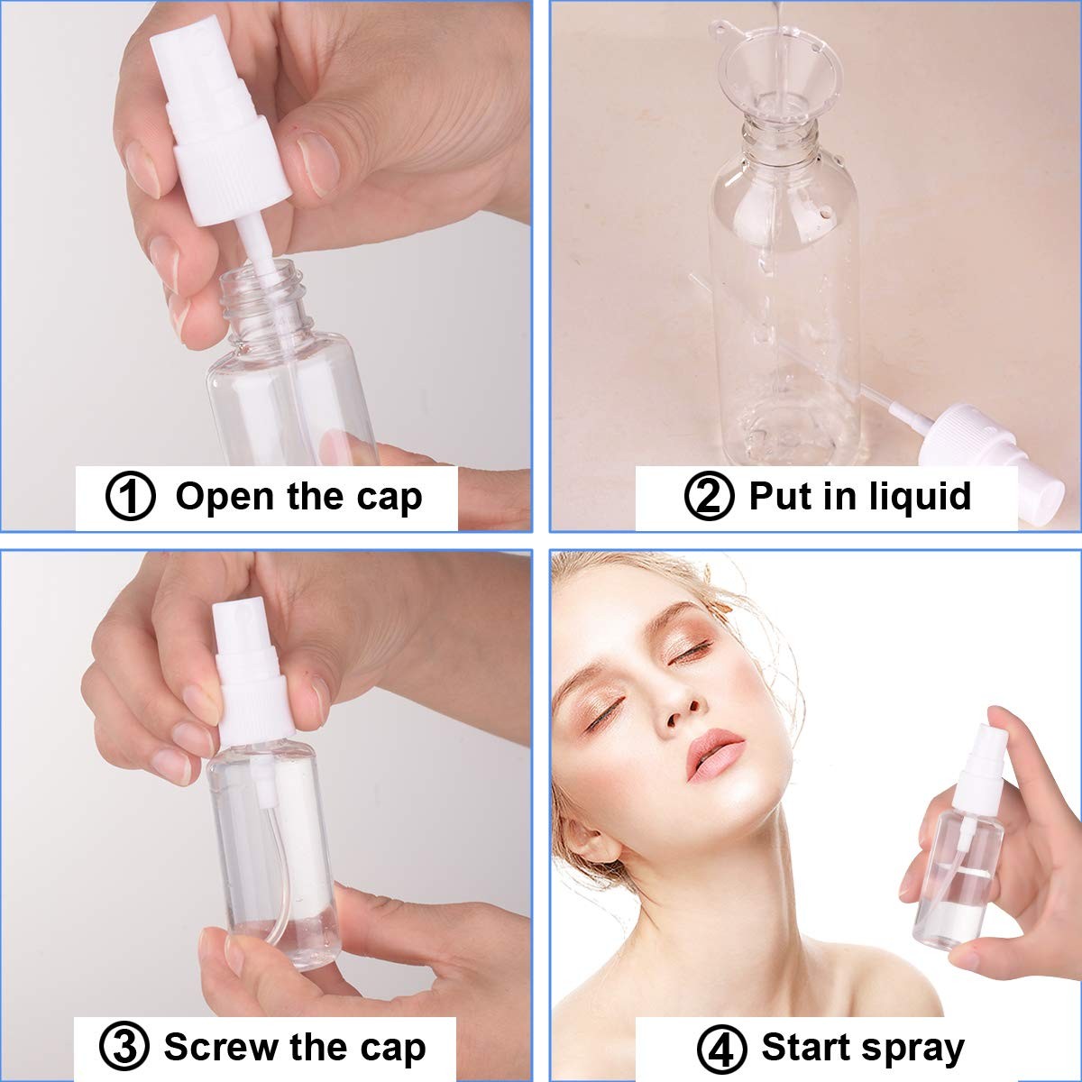 Exptolii Spray Bottle, 1oz/30ml Small Plastic Fine Mist Spray Bottles, Mini E...