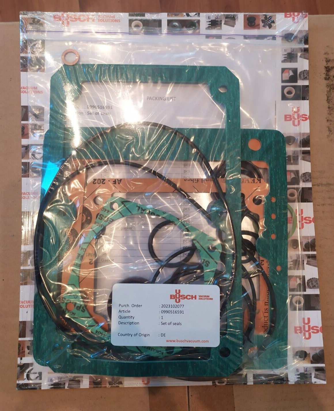 Busch Gasket set P/N 0990.516.591 for Busch R5 0302D, R5 0250D