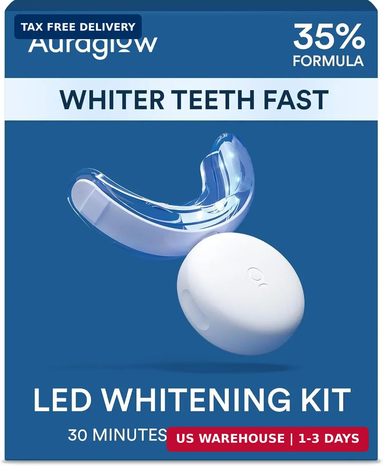 Auraglow Teeth Whitening Kit, LED Accelerator Light, 35% Carbamide Peroxide Teet