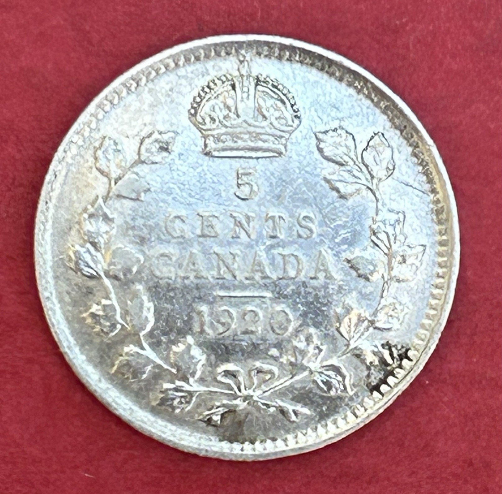 1920 Canada 5 Cents Silver Coin