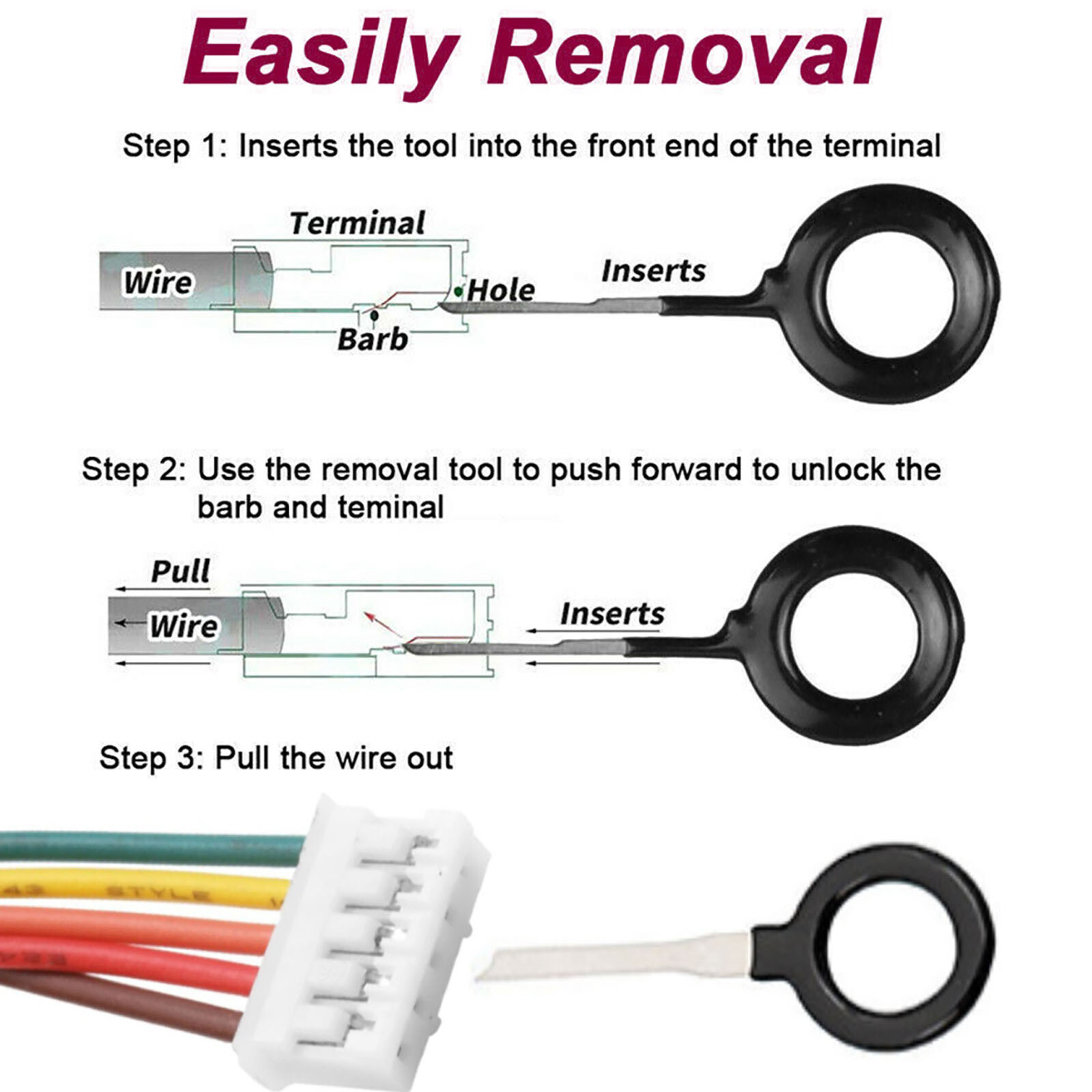 121pcs Pin Ejector Wire Kit Extractor Connector Puller Car Terminal Removal Tool