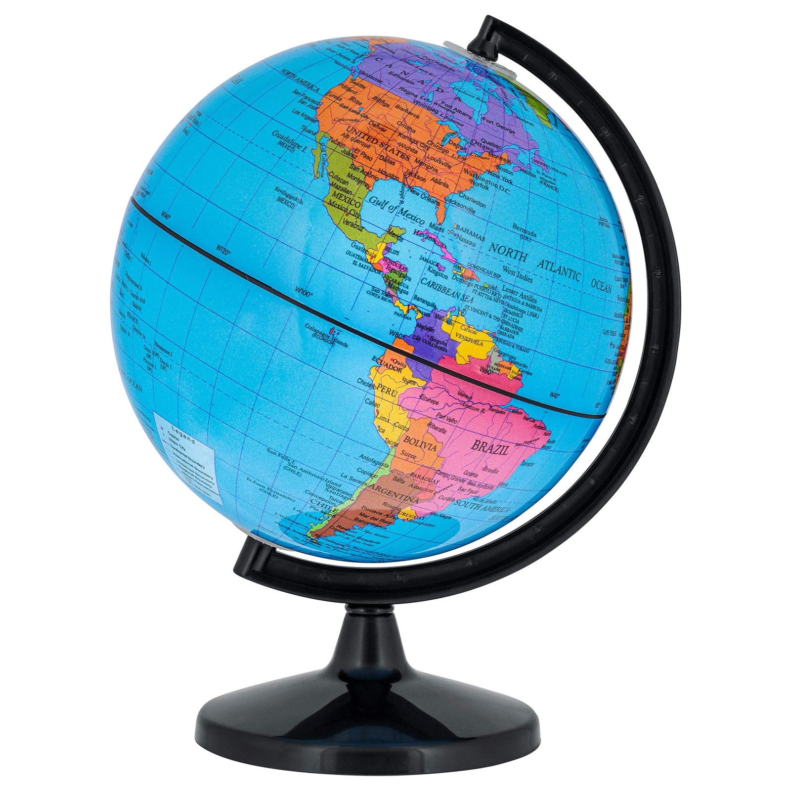 TCP Global 6" Blue Ocean World Globe with Black Base - Compact Mini Political...
