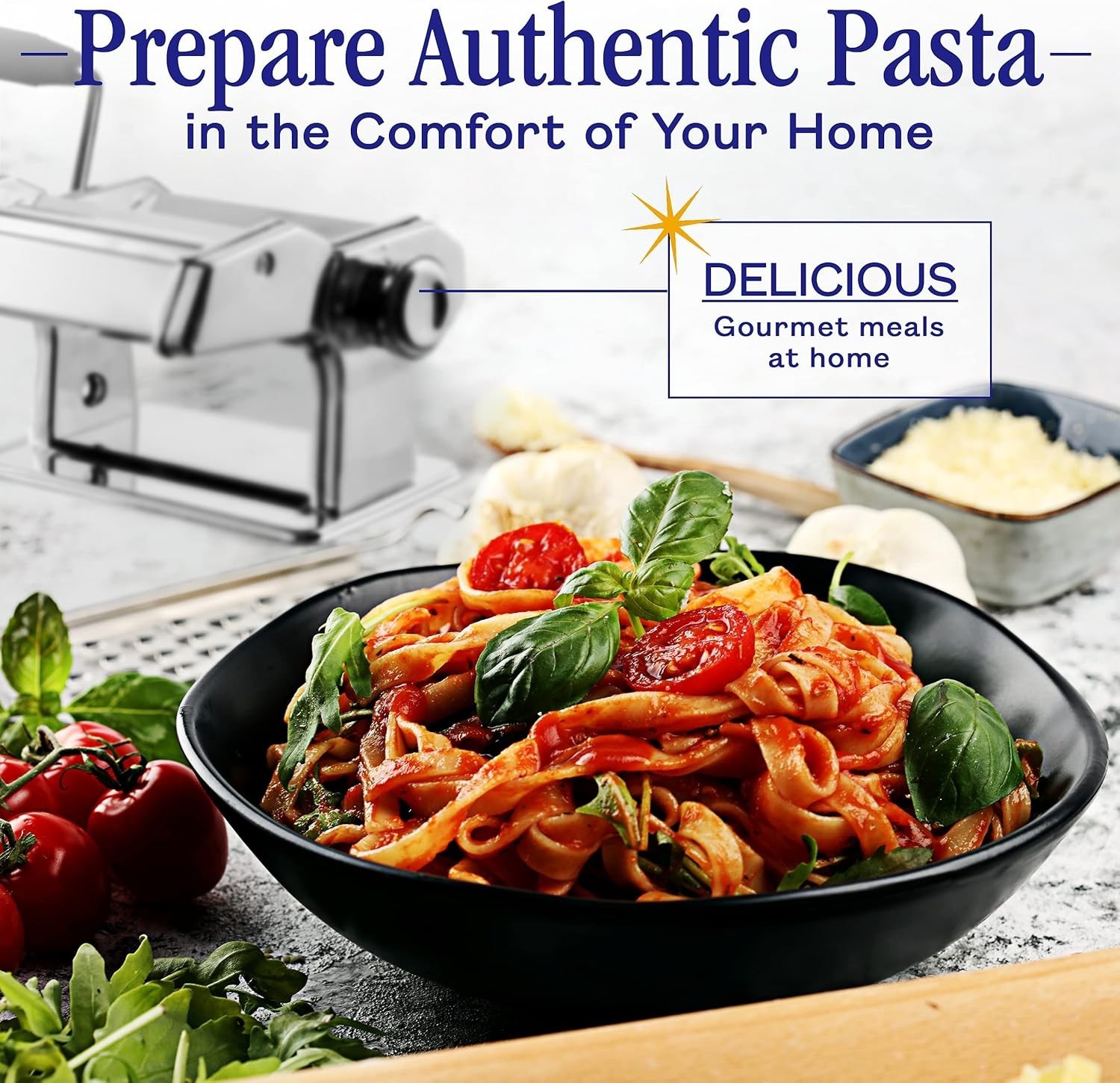 Stainless Steel Pasta Maker - 7 Thickness Settings/