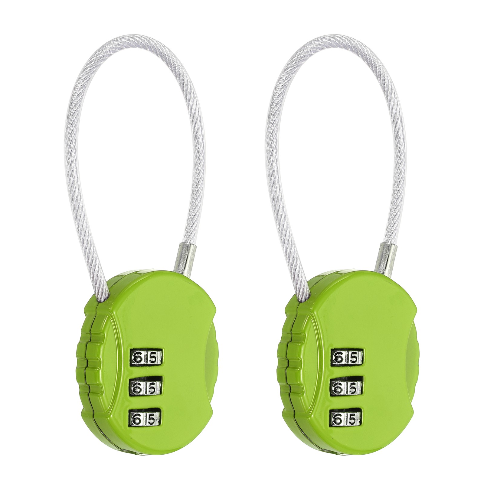 2-Pack Combination Padlock, 3 Digit Round Shaped Cable Luggage Lock [Green]