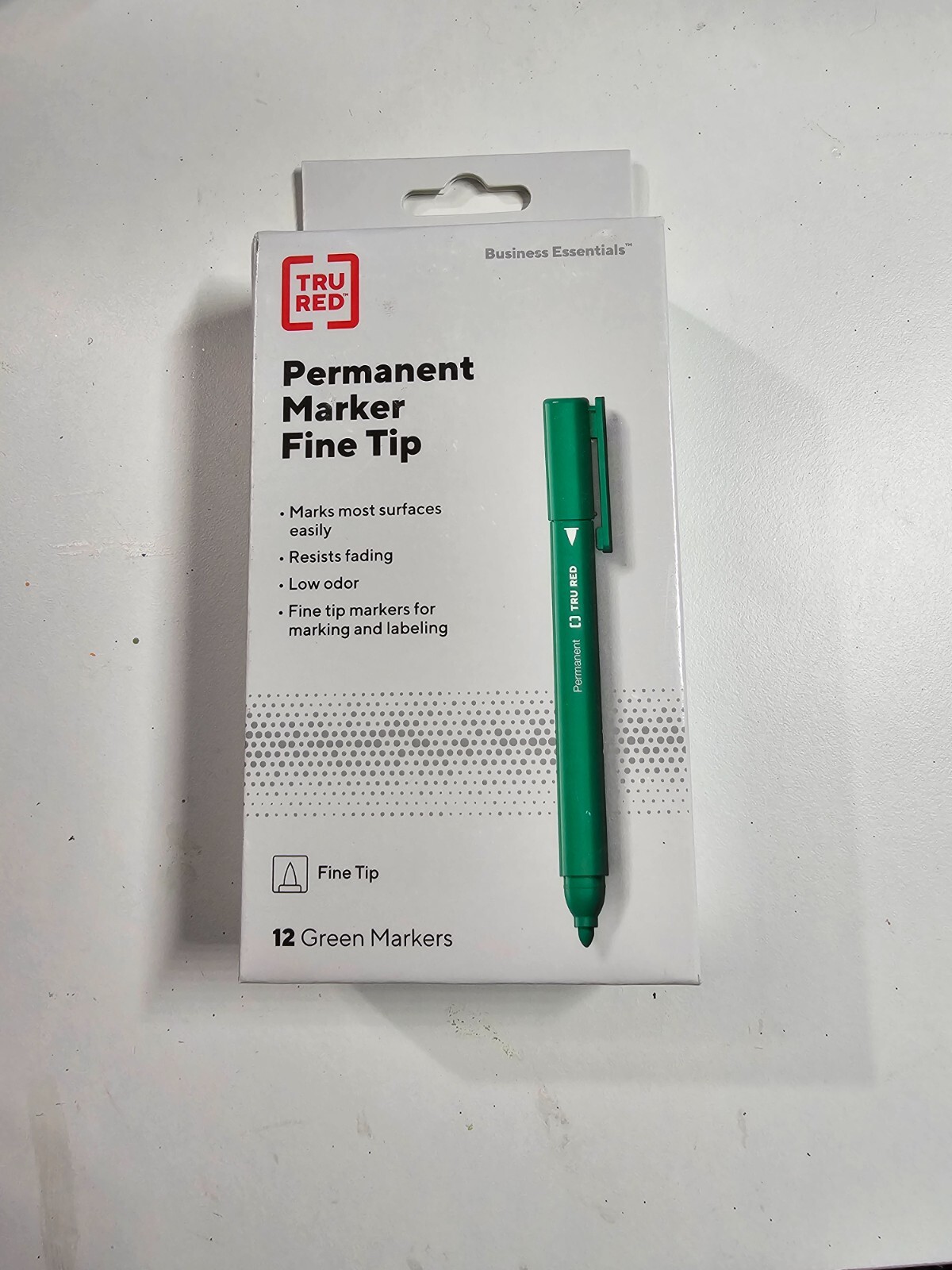 New ! TRU RED Pen Permanent Markers, Fine Tip, Green, Dozen (TR54542)