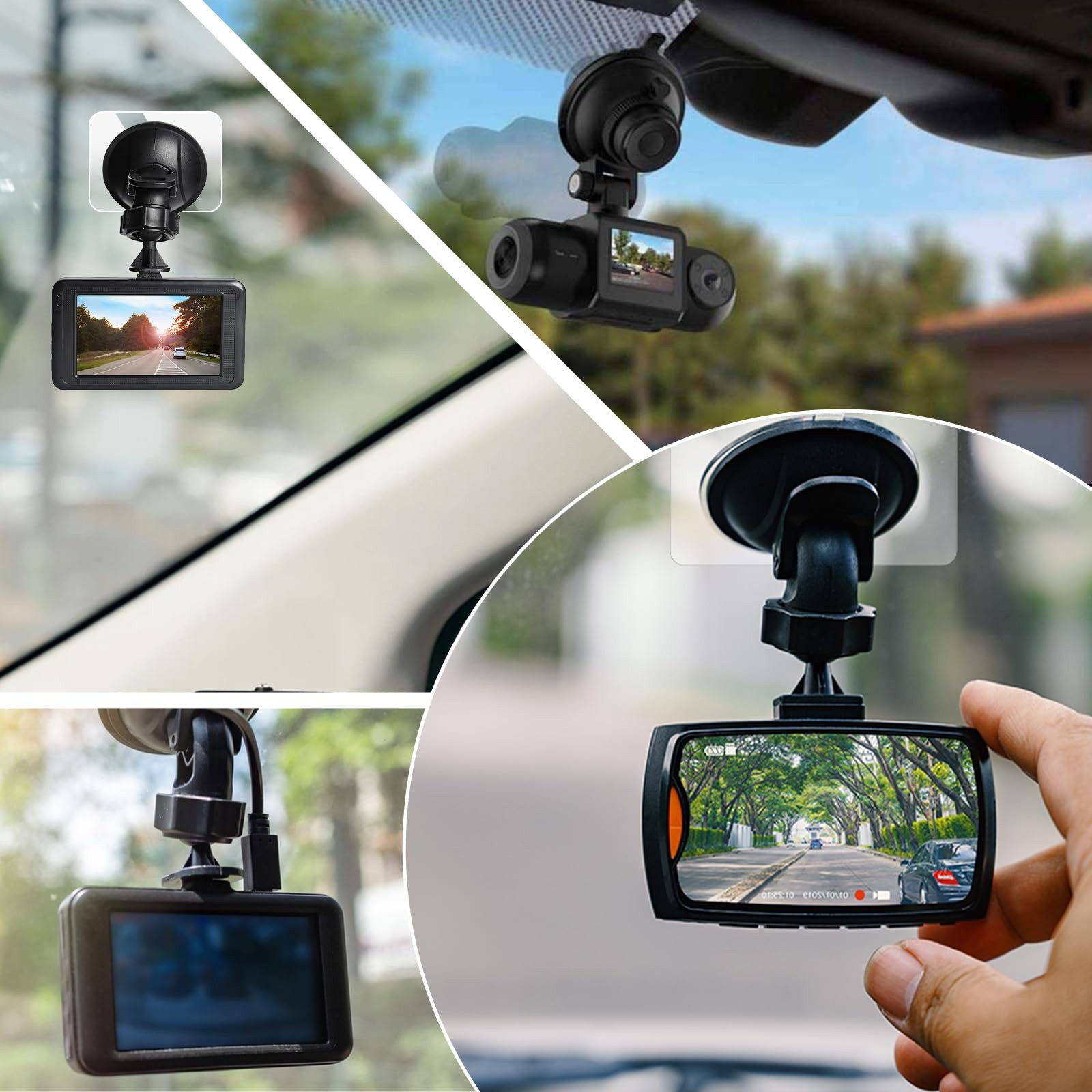 4 Pcs Electrostatic Double-Sided Sticker Mounting for Dash Cam Windshield Film