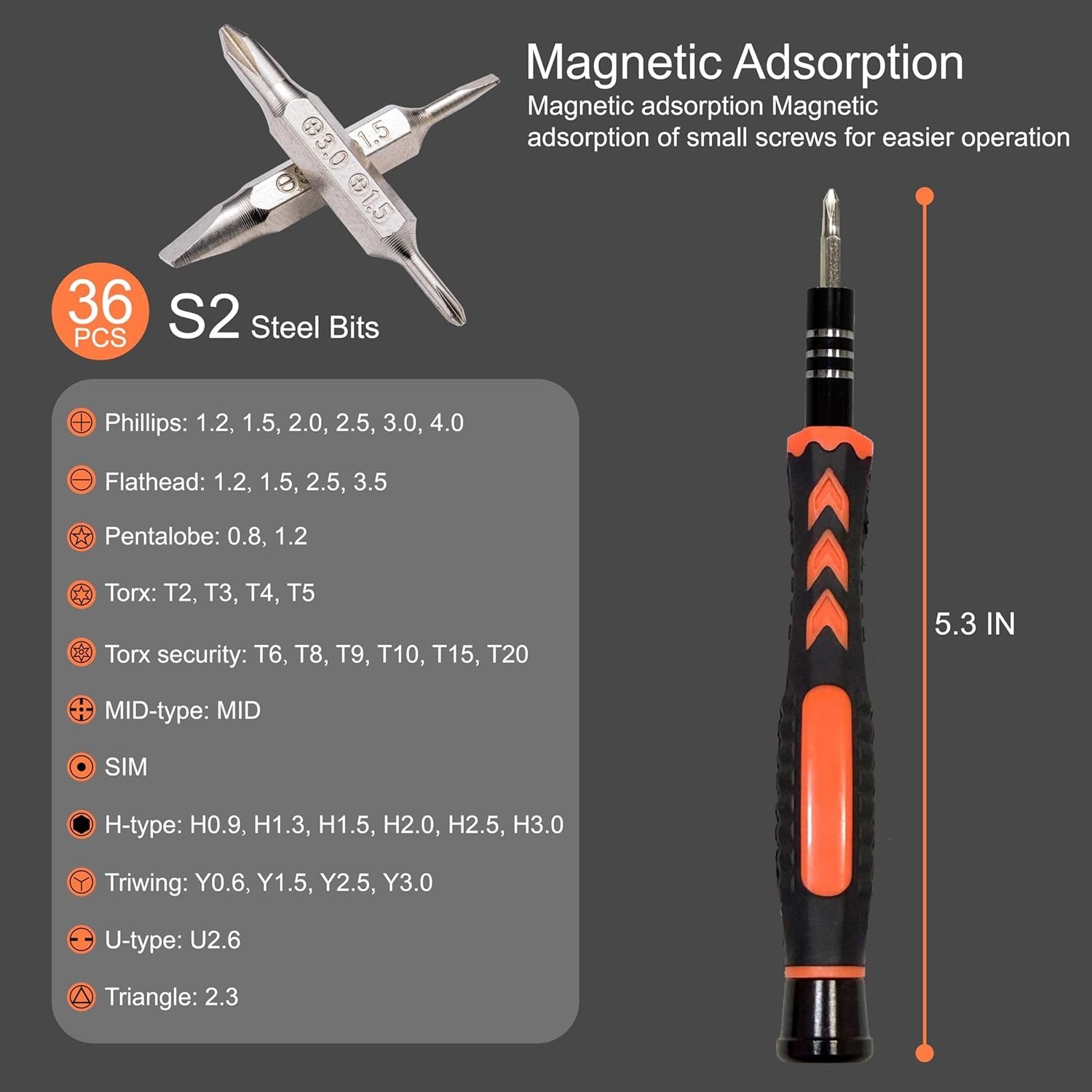 Compact 45PCS Precision Screwdriver Set - Ergonomic Design, Ideal for Repairs