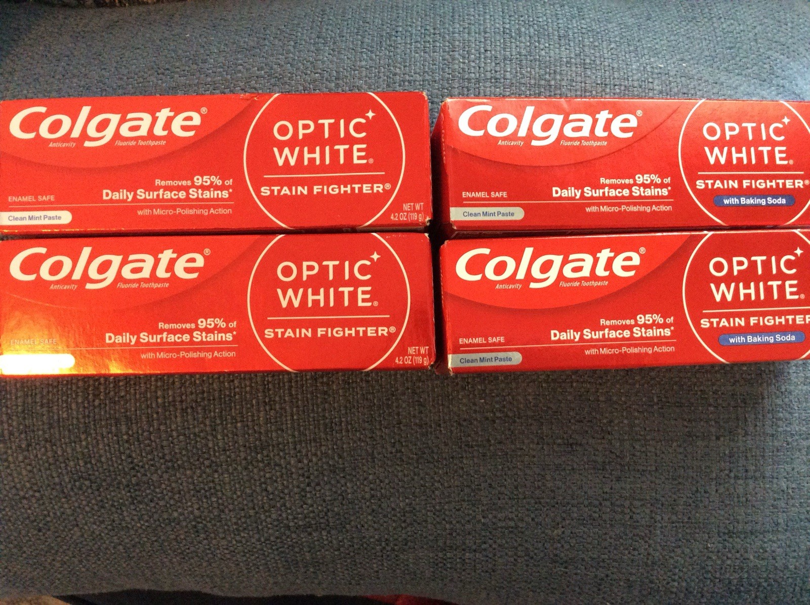 4 Colgate Optic White Stain Fighter Clean Mint Toothpaste 4.2 oz Exp 12/26,01/27