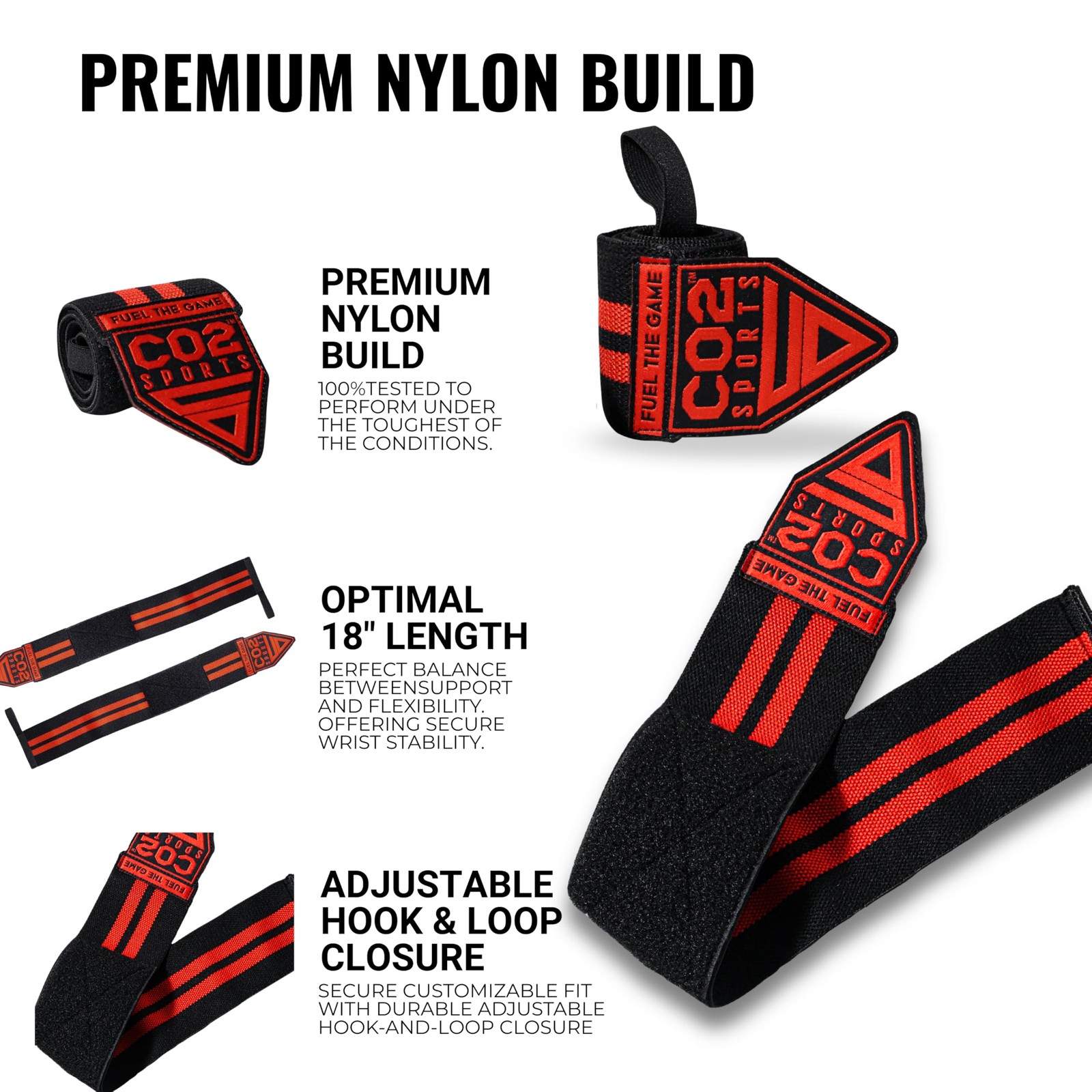 Titan Weightlifting Wrist Wraps, 18 inch Professional, Heavy Duty Thumb Loop,...