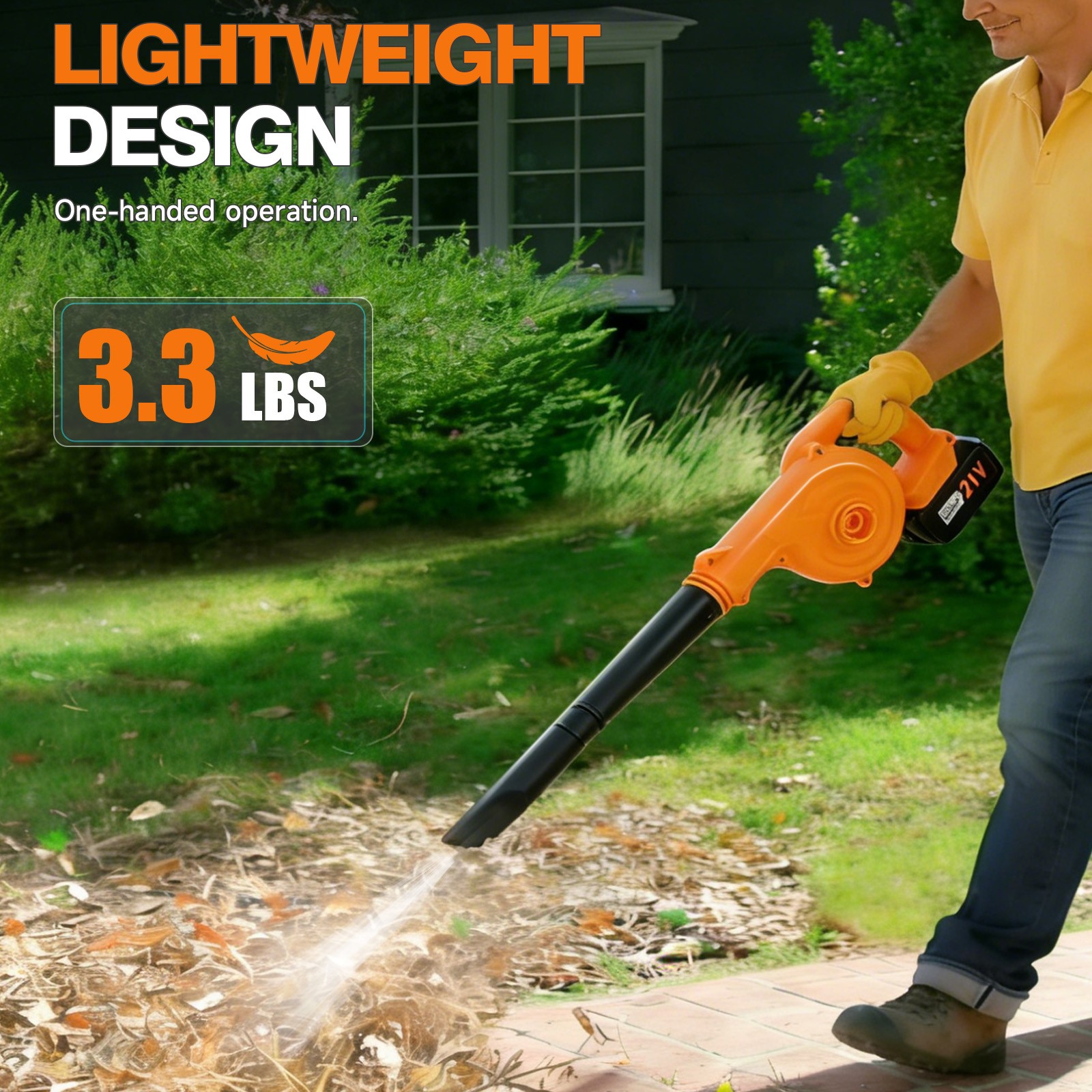 Cordless Leaf Blower & Vacuum 160MPH & 19000RPM Air Snow Blower w/ 4.0Ah Battery