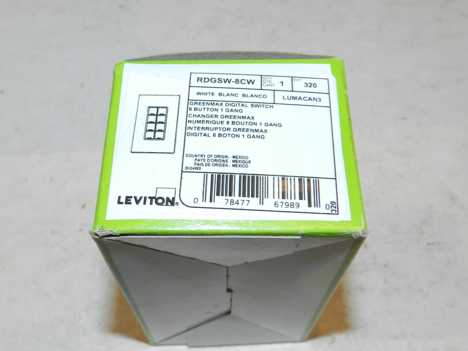 Leviton RDGSW-8CW digital 8 button switch keypad 1gang decora NEW NIB White