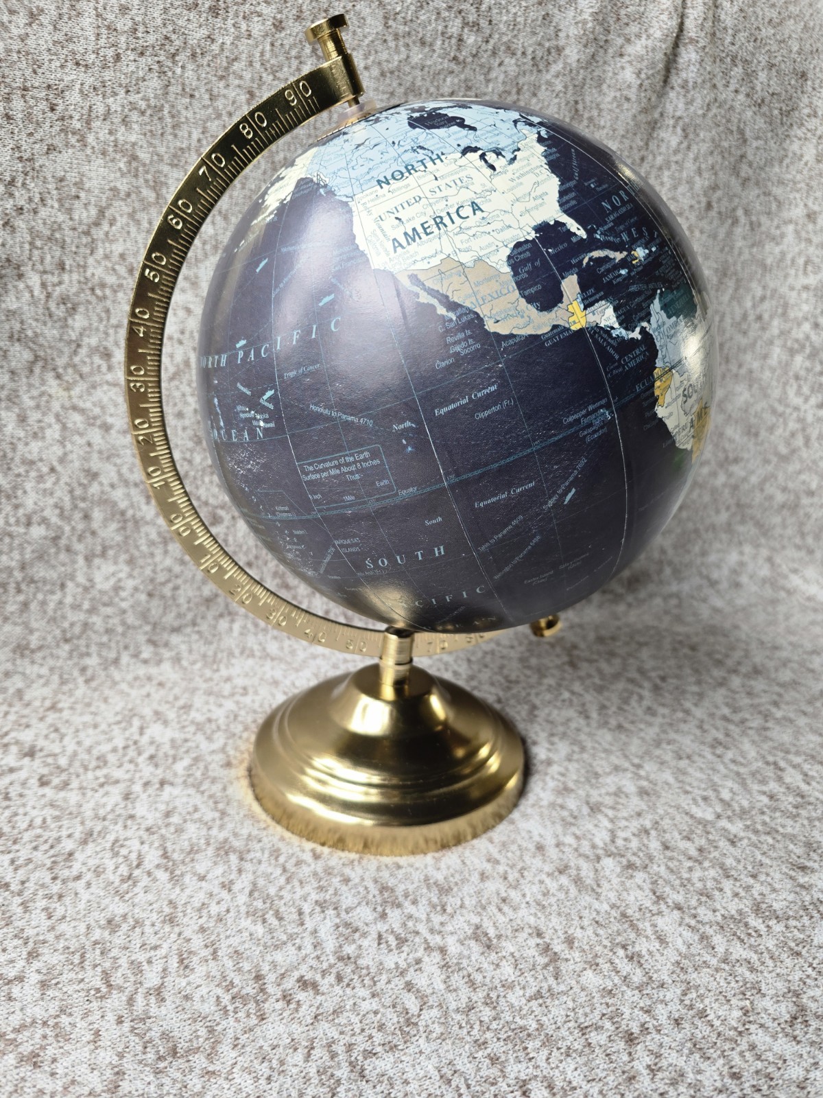 Modern World Globe 8" Diameter with Gold Tone Metal Base On Stand Office Decor