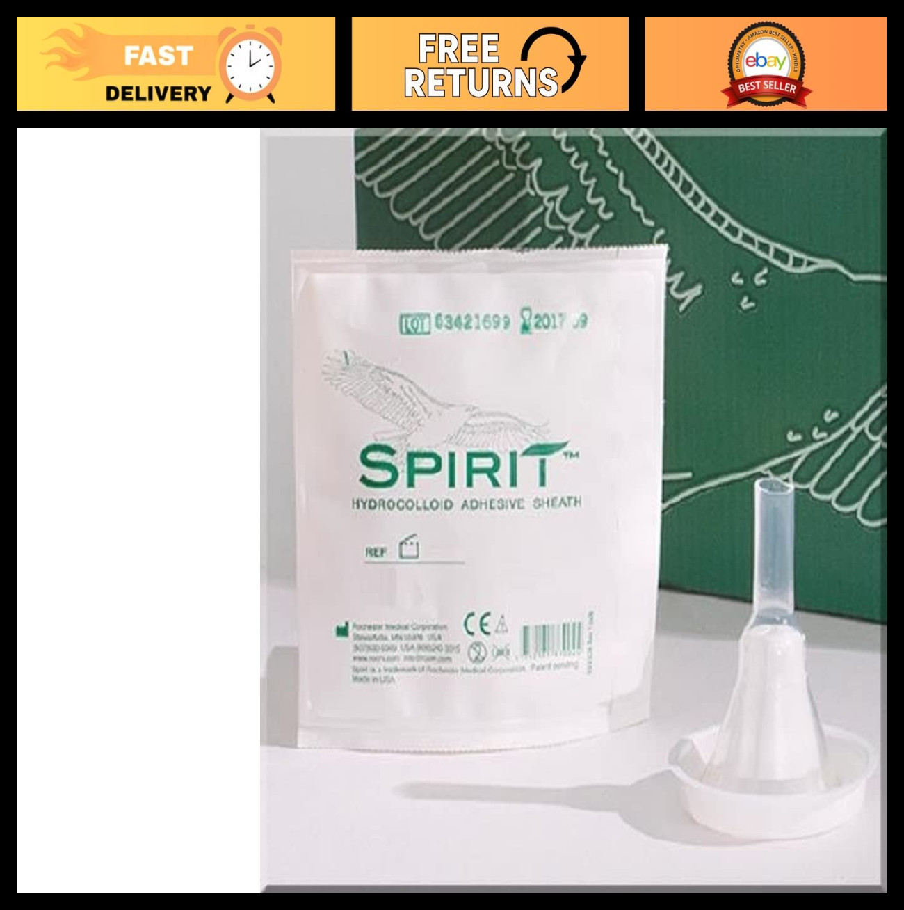 30-Pack Hydrocolloid Catheters, Medium 29mm Sheath Style, Spirit Condoms