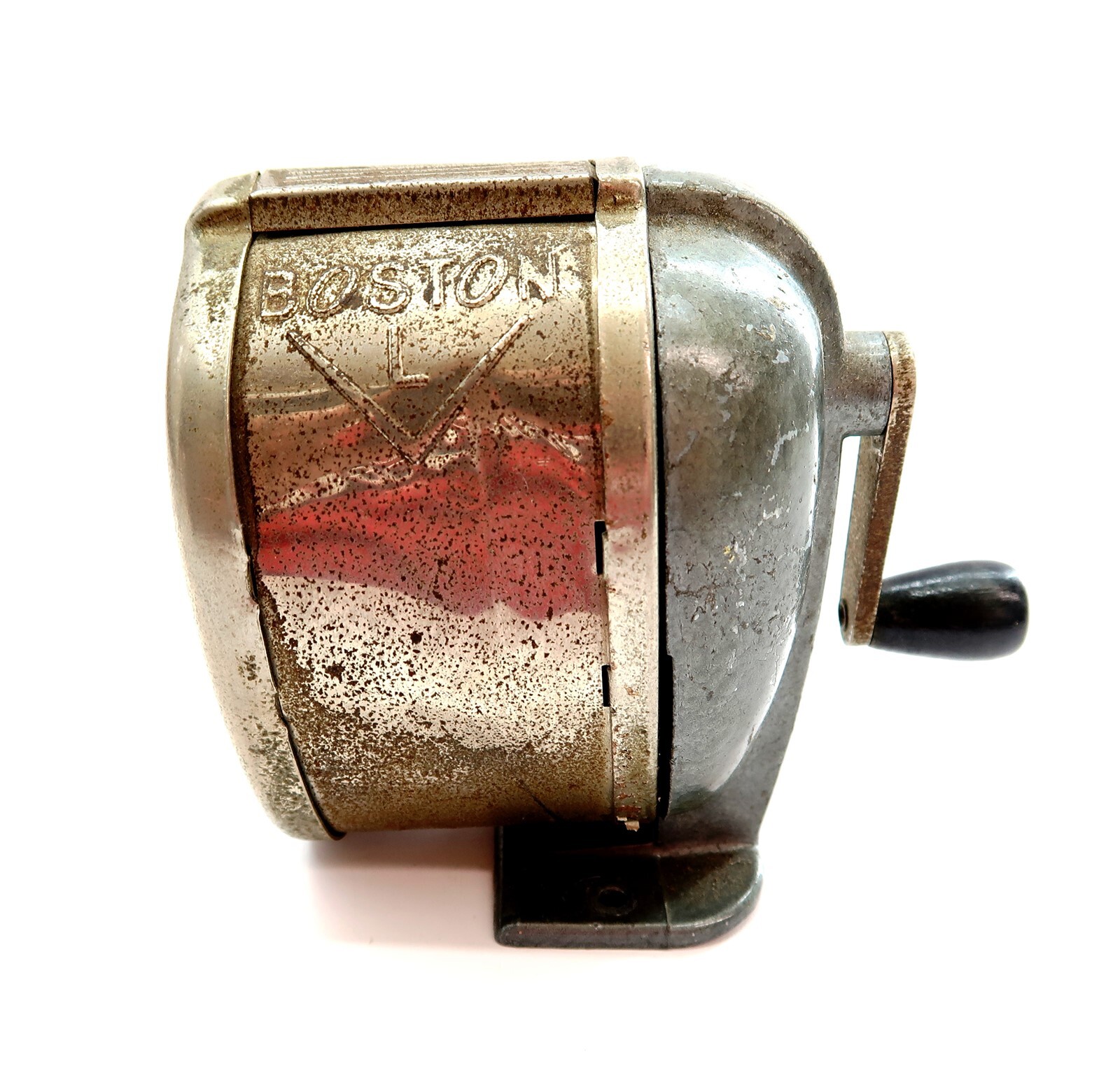 Vintage BOSTON L Pencil Sharpener ~ 1 Hole Manual Hand Crank ~ Classic Original