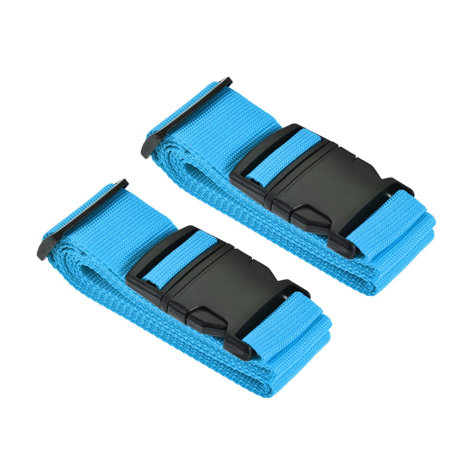 2 x Luggage Straps Suitcase Belts PP Accessories w Buckle Label 79"x2" Sky Blue