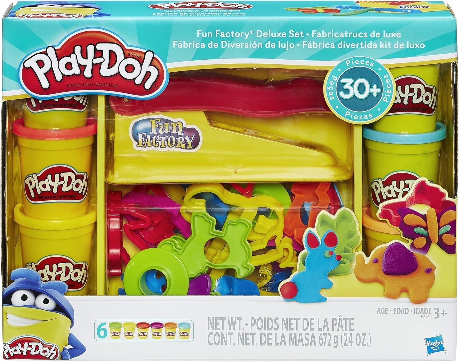 Play-Doh Fun Factory Deluxe Set, 31 Tools & 6 Cans, Back to School Gifts & Prize