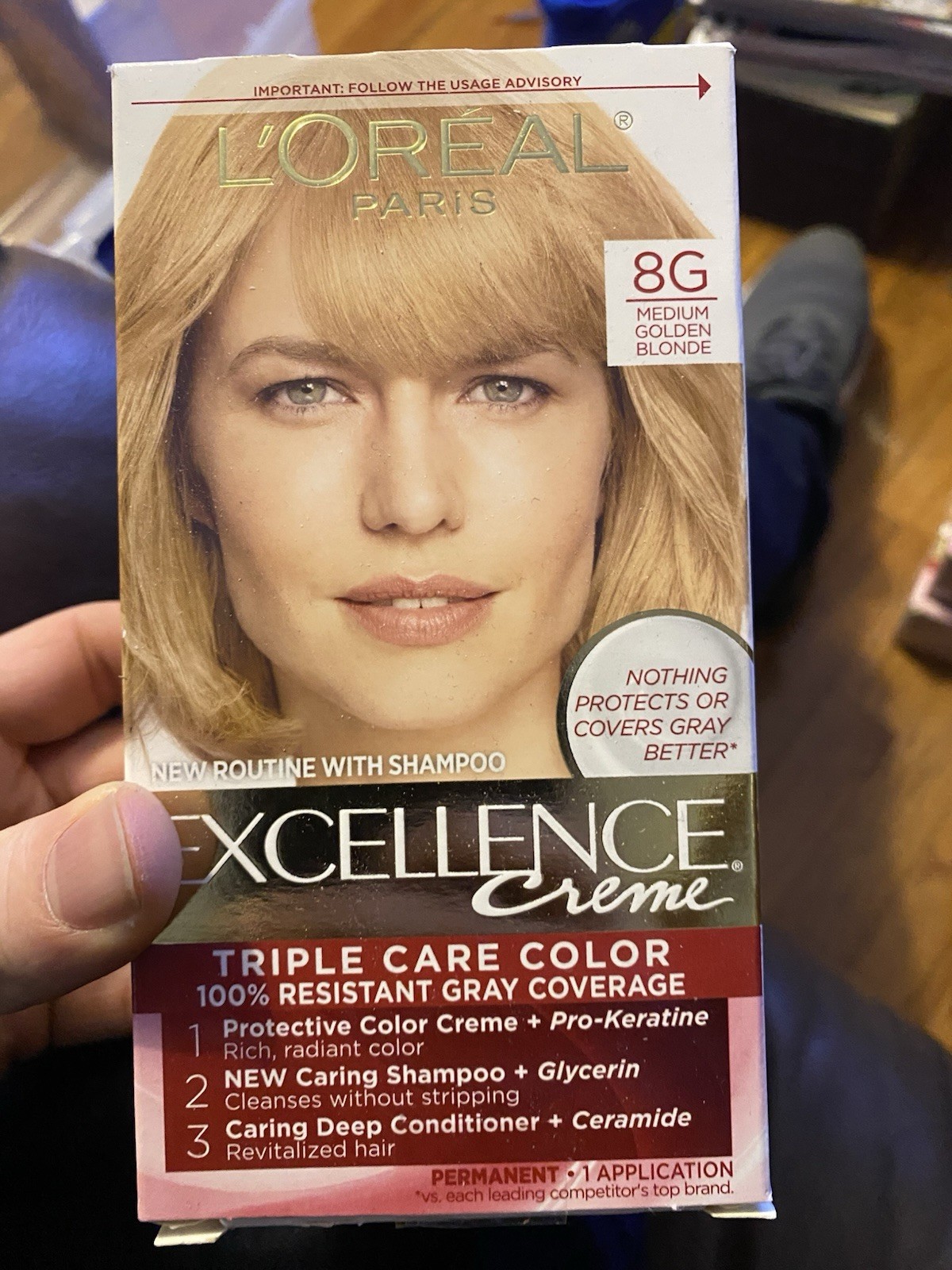 1 BOX L'Oreal Excellence Creme 8G Medium Golden Blonde PERMANENT HAIR COLOR