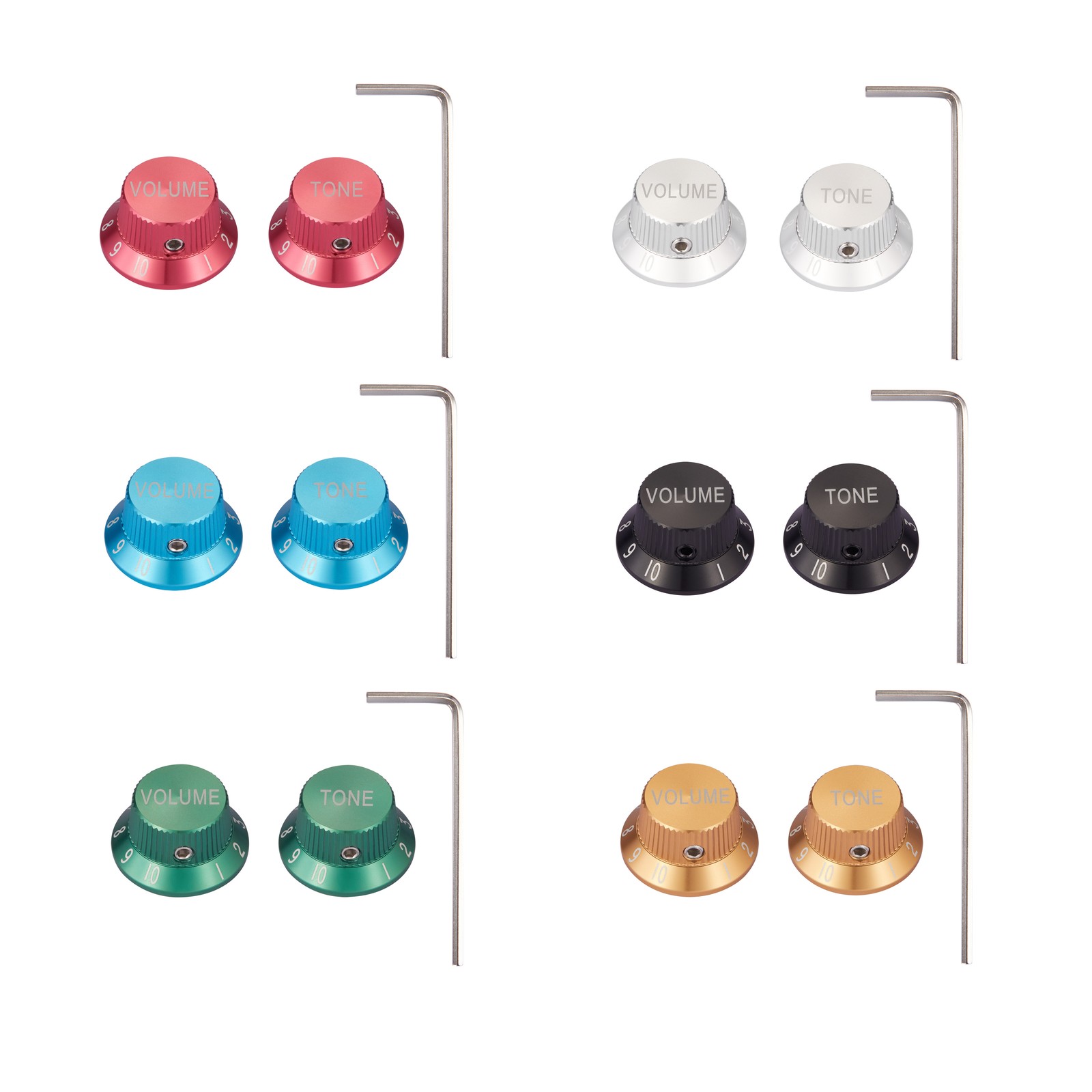 1/4" Set Screw Metal Strat Guitar Potentiometer Knobs Aluminium Volume Tone Knob